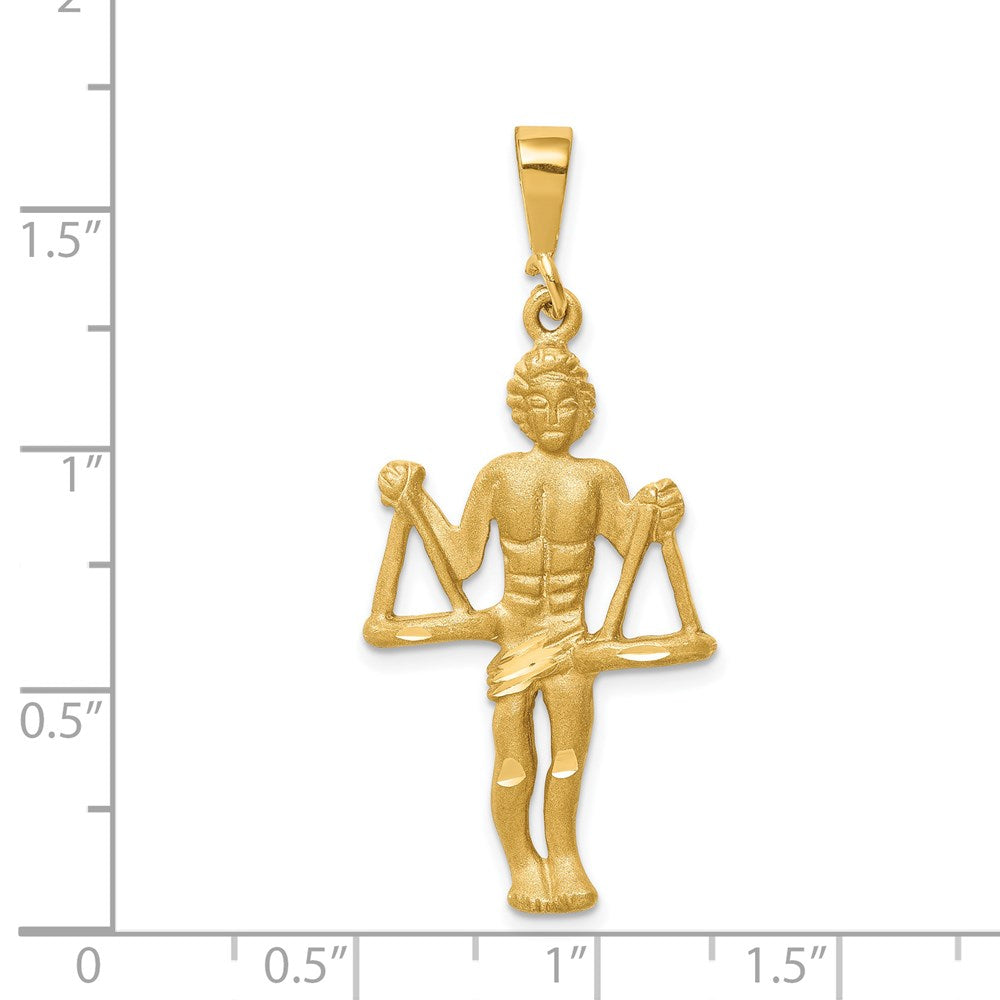 14k Yellow Gold Satin Diamond-cut Libra Zodiac Charm