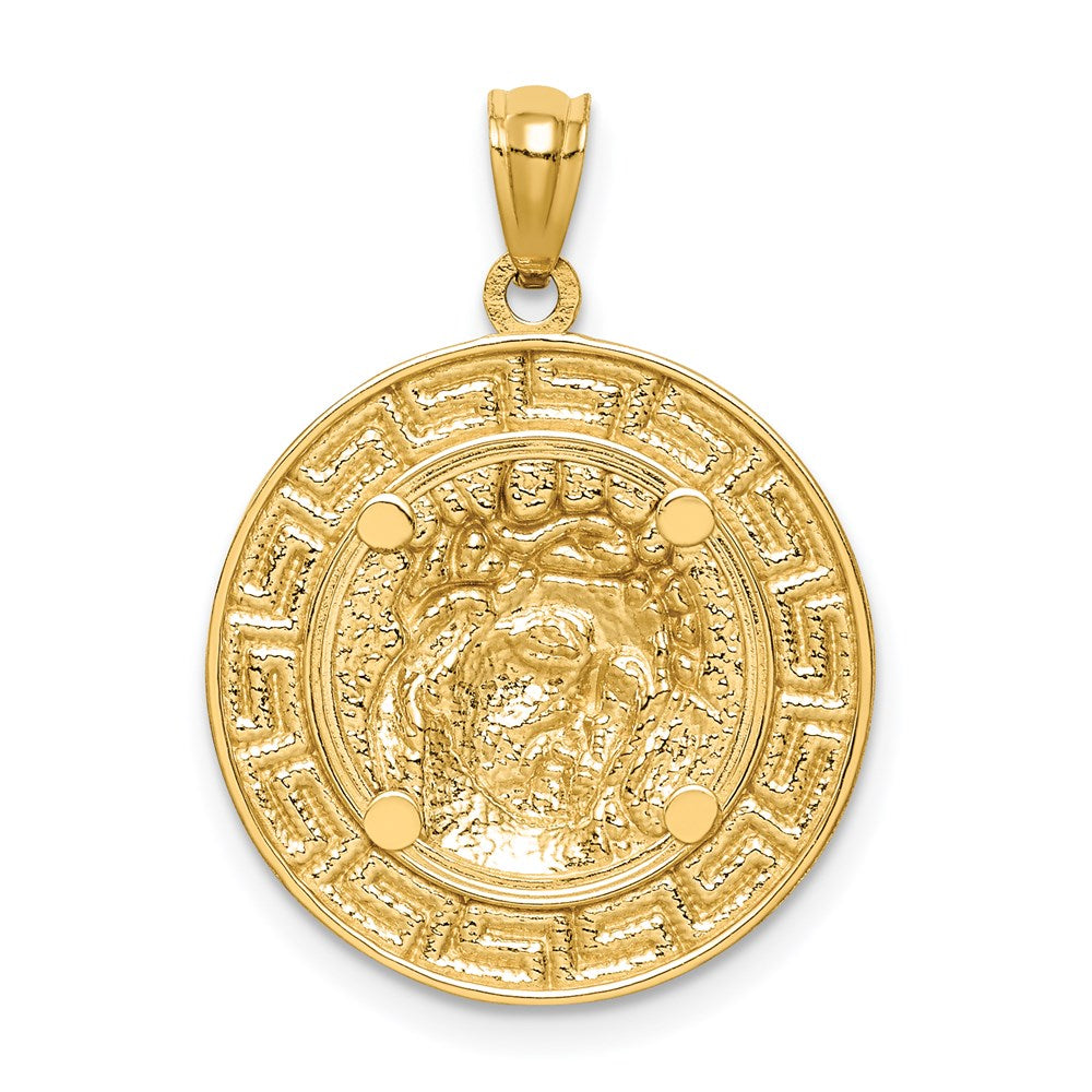 14k Yellow & Rhodium Gold w/White Rhodium Jesus Medal