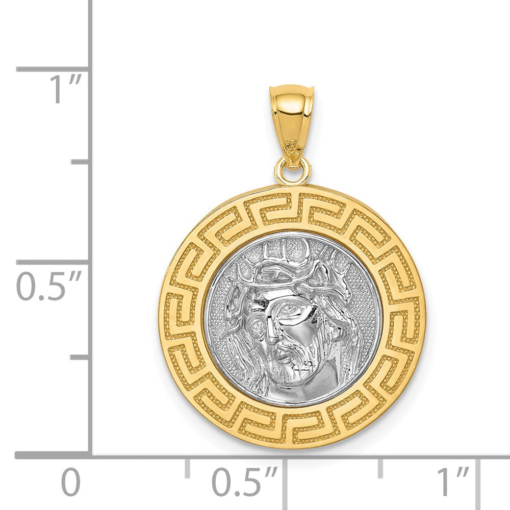 14k Yellow & Rhodium Gold w/White Rhodium Jesus Medal