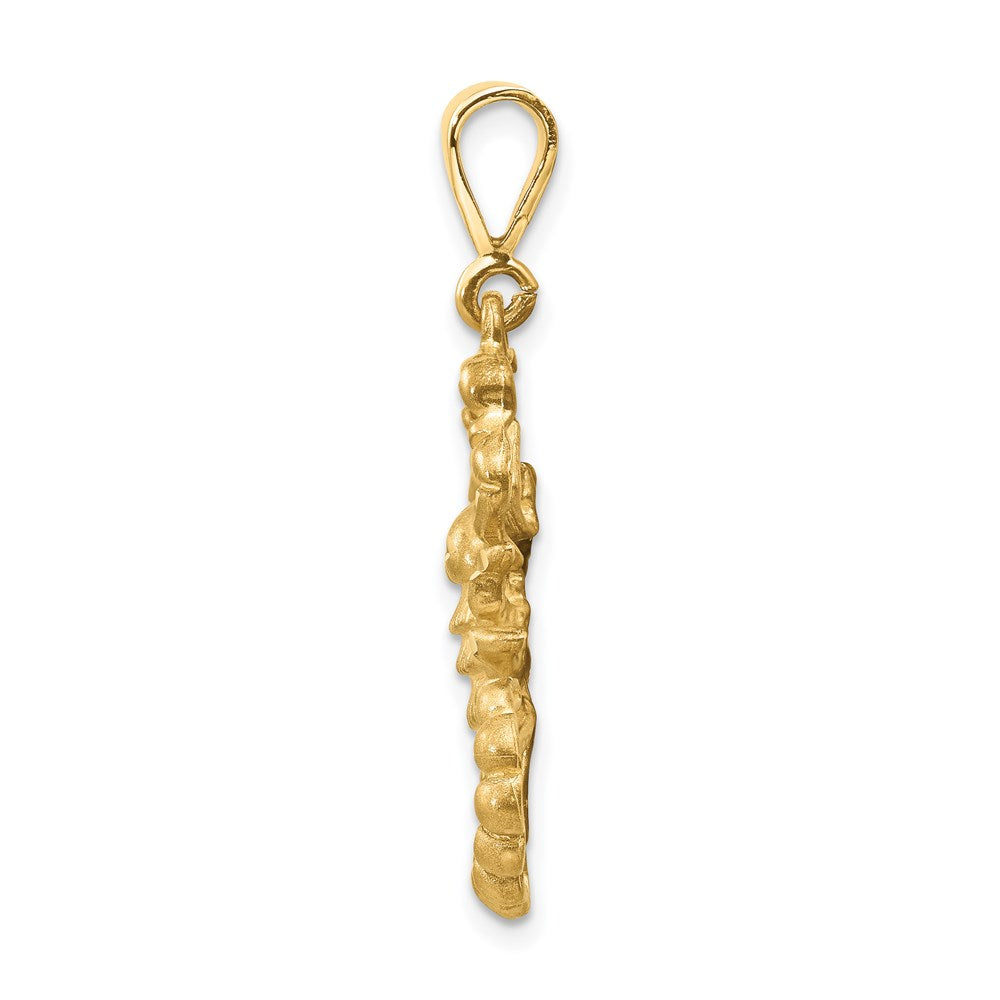 14k Yellow Gold Satin Diamond-cut Scorpio Zodiac Charm