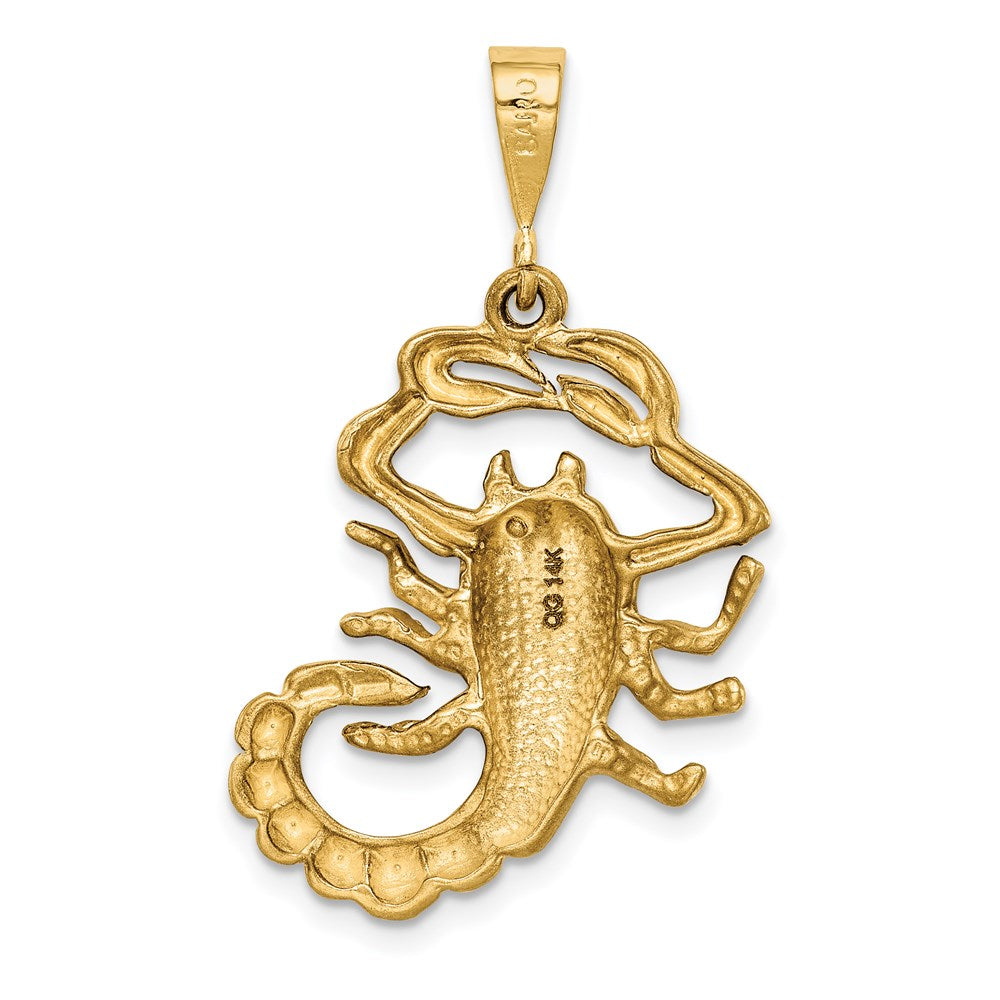 14k Yellow Gold Satin Diamond-cut Scorpio Zodiac Charm