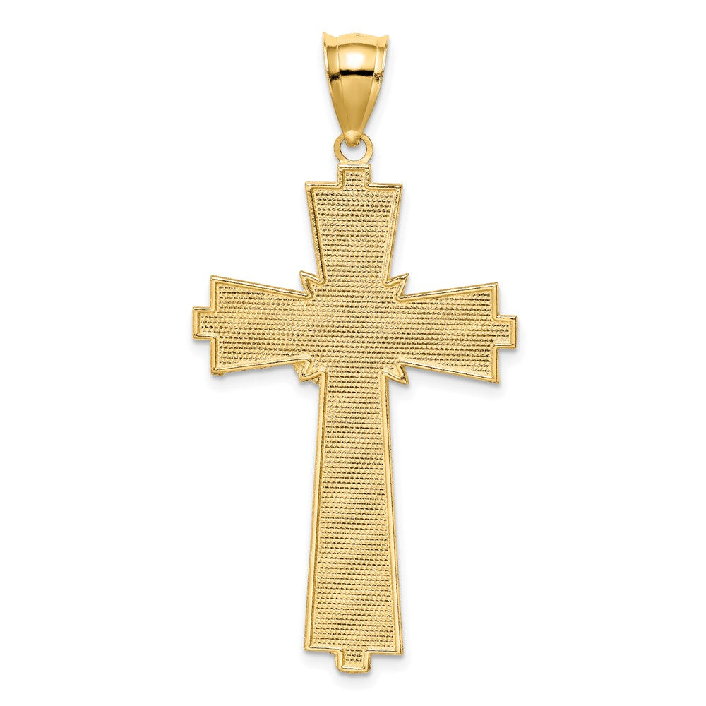 14k Yellow Gold Diamond-cut Cross Pendant