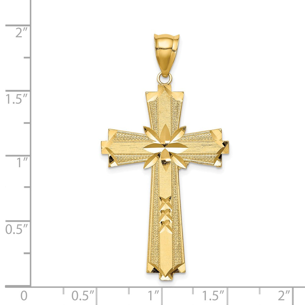 14k Yellow Gold Diamond-cut Cross Pendant