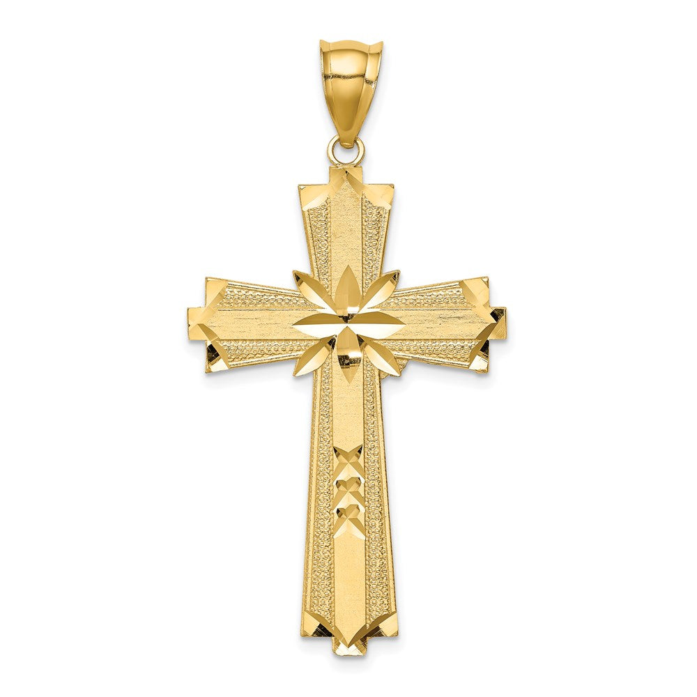 14k Yellow Gold Diamond-cut Cross Pendant