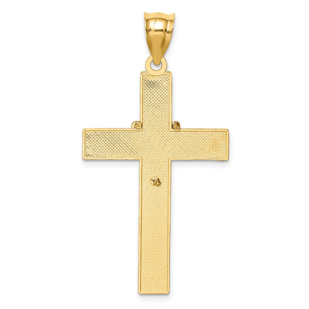 14k Two-tone Gold White Rhodium Cross w/Rosary Pendant