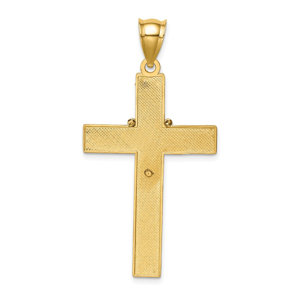 14k Yellow & Rhodium Gold w/Rhodium Cross w/Rosary Pendant