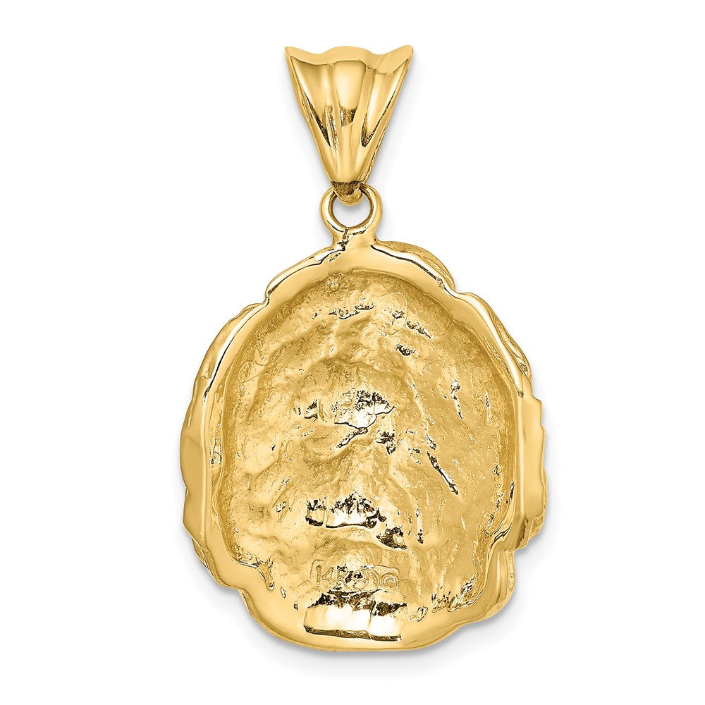 14k Yellow Gold Satin and Polished Swirling Hair Woman Face Charm