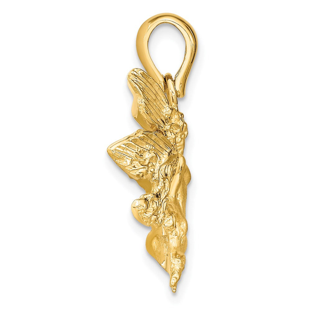 14k Yellow Gold Satin and Polished Fairy Charm