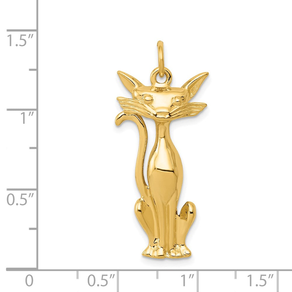 14k Yellow Gold Cat Charm