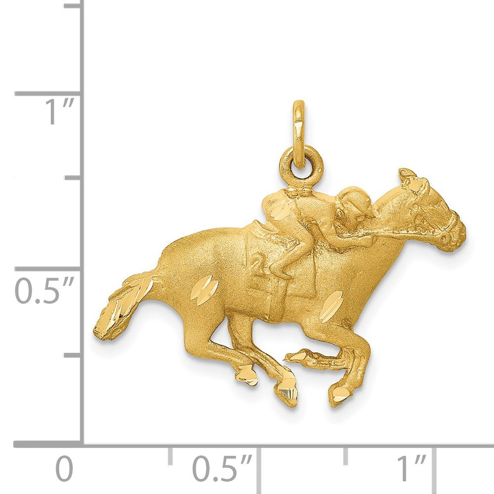 14k Yellow Gold Satin D/C Horse w/Jockey Charm