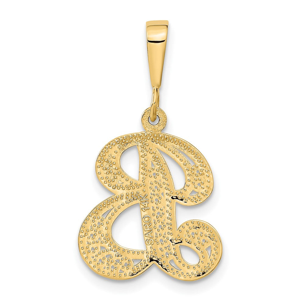 14k Yellow GoldY Polished Script Filigree Letter B Initial Pendant