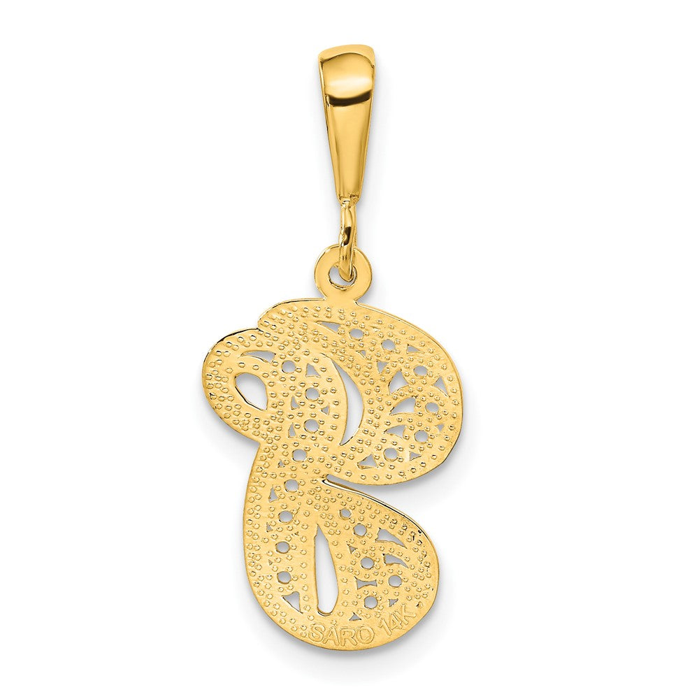 14k Yellow GoldY Polished Script Filigree Letter G Initial Pendant