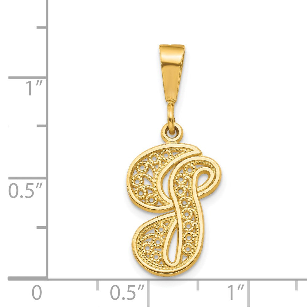 14k Yellow GoldY Polished Script Filigree Letter G Initial Pendant