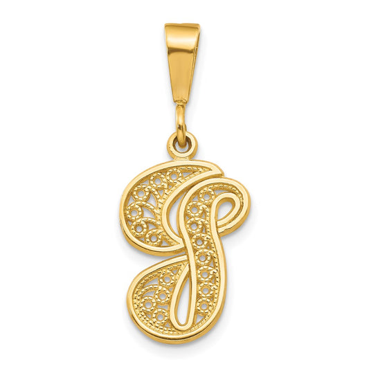 14k Yellow GoldY Polished Script Filigree Letter G Initial Pendant