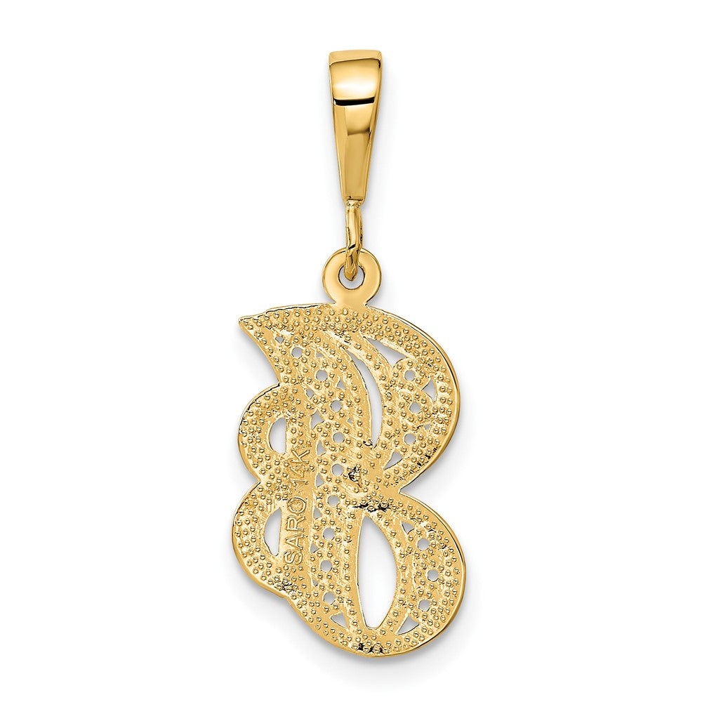 14k Yellow GoldY Polished Script Filigree Letter J Initial Pendant