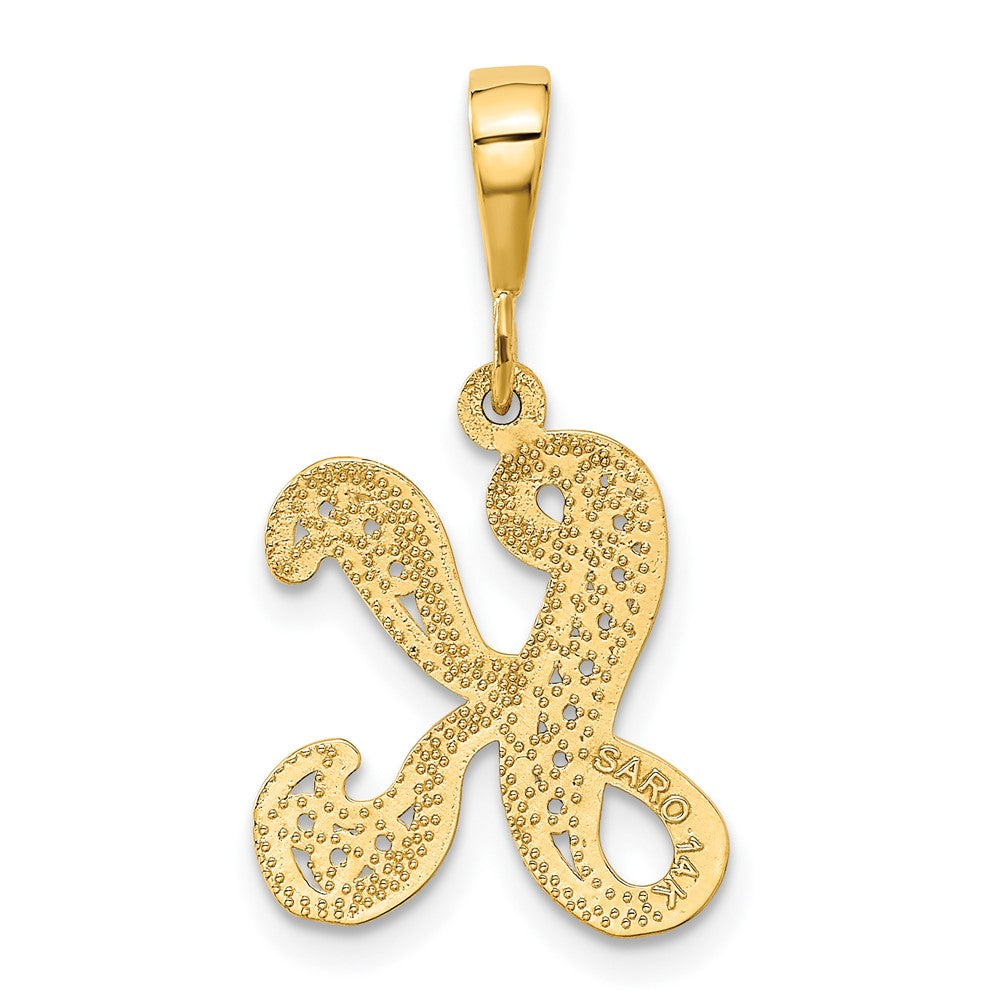 14k Yellow GoldY Polished Script Filigree Letter K Initial Pendant