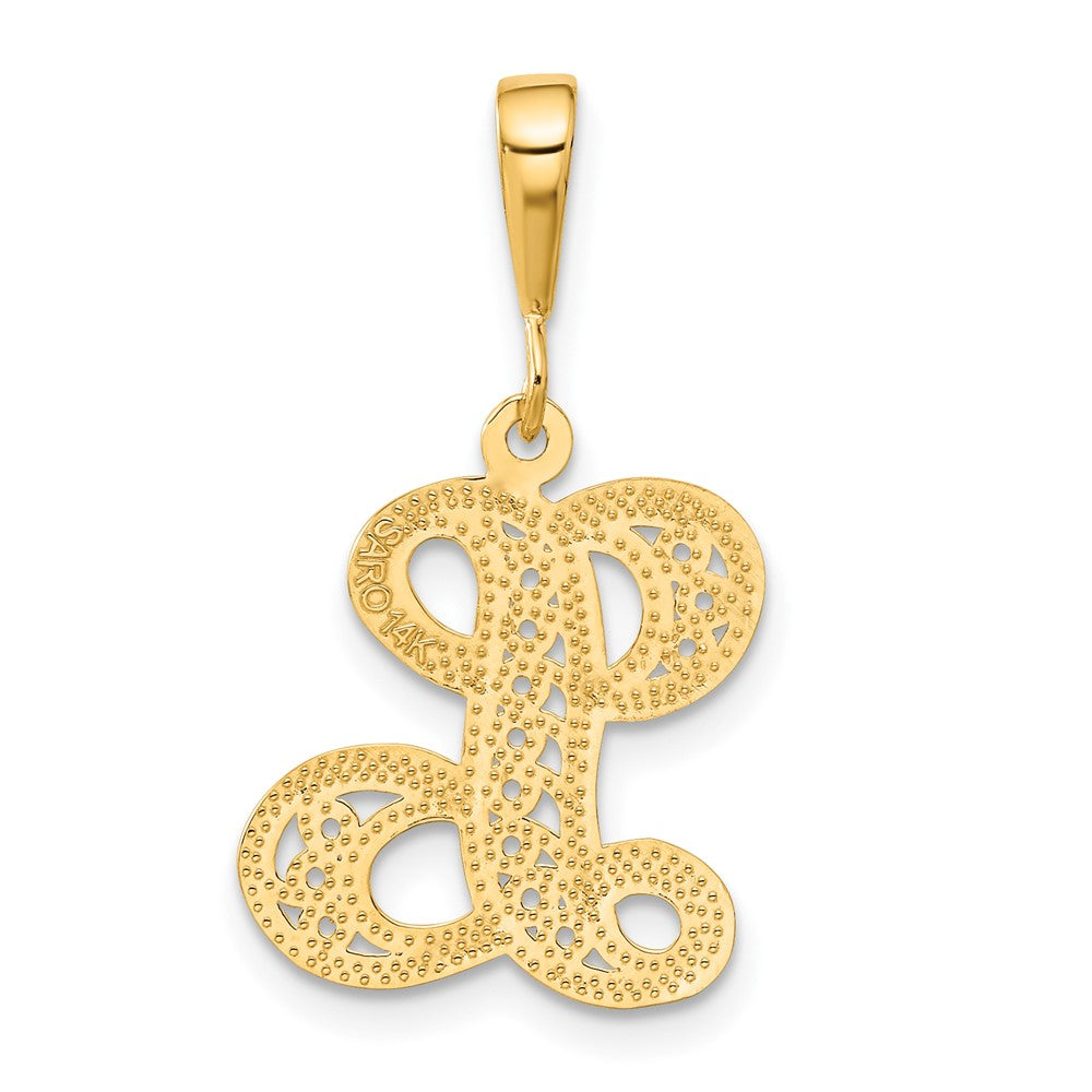 14k Yellow GoldY Polished Script Filigree Letter L Initial Pendant