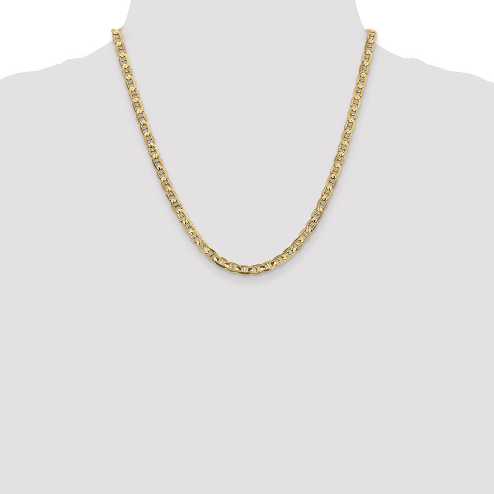 Solid 14K Yellow Gold 20 inch 4.5mm Concave Anchor with Lobster Clasp Chain Necklace