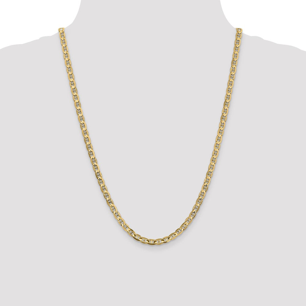 Solid 14K Yellow Gold 24 inch 4.5mm Concave Anchor with Lobster Clasp Chain Necklace