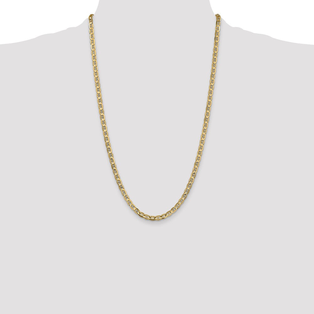 Solid 14K Yellow Gold 26 inch 4.5mm Concave Anchor with Lobster Clasp Chain Necklace