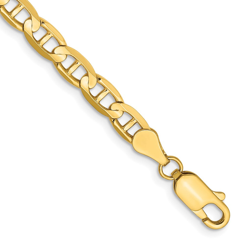 Solid 14K Yellow Gold 7 inch 4.5mm Concave Anchor with Lobster Clasp Bracelet