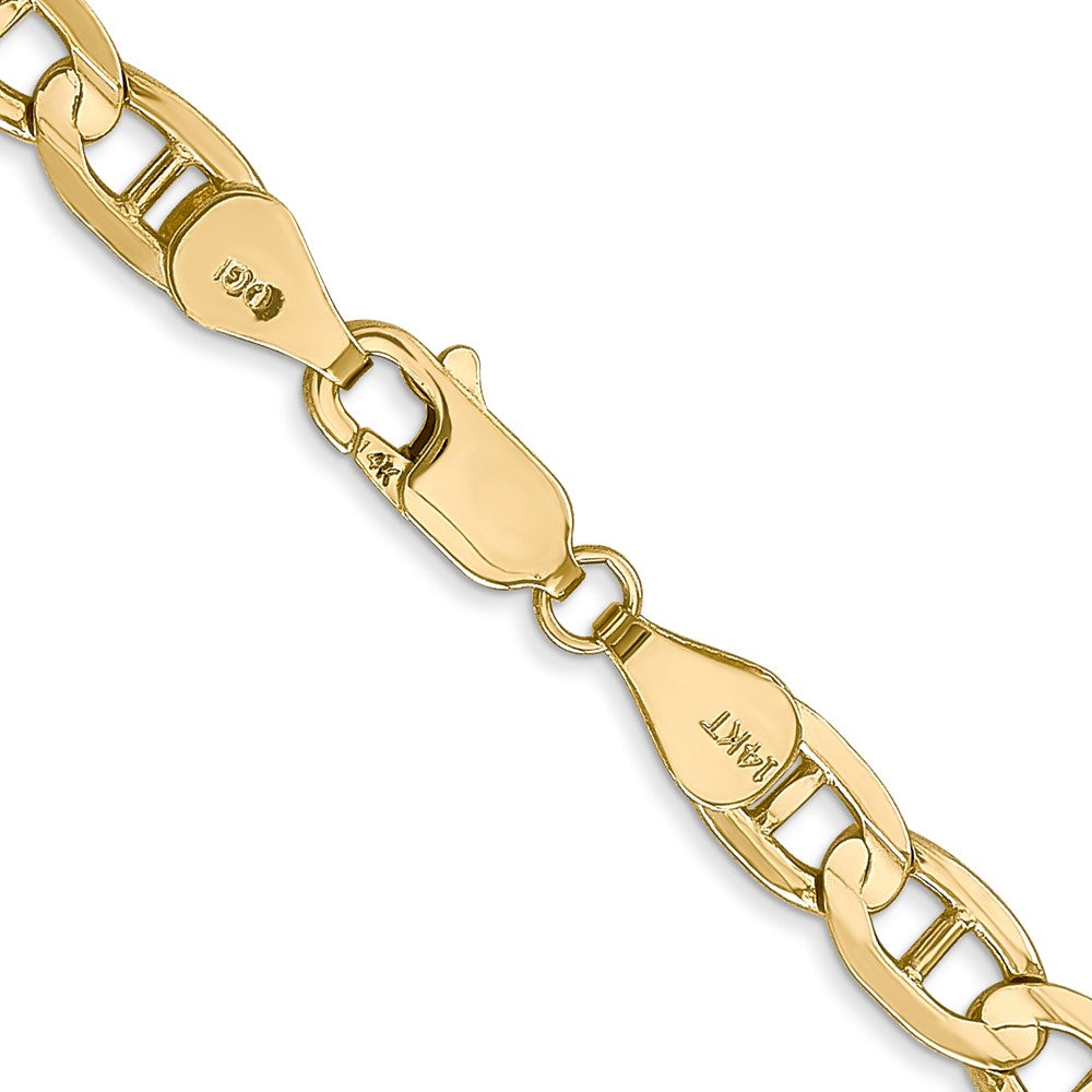 Solid 14K Yellow Gold 24 inch 5.25mm Concave Anchor with Lobster Clasp Chain Necklace