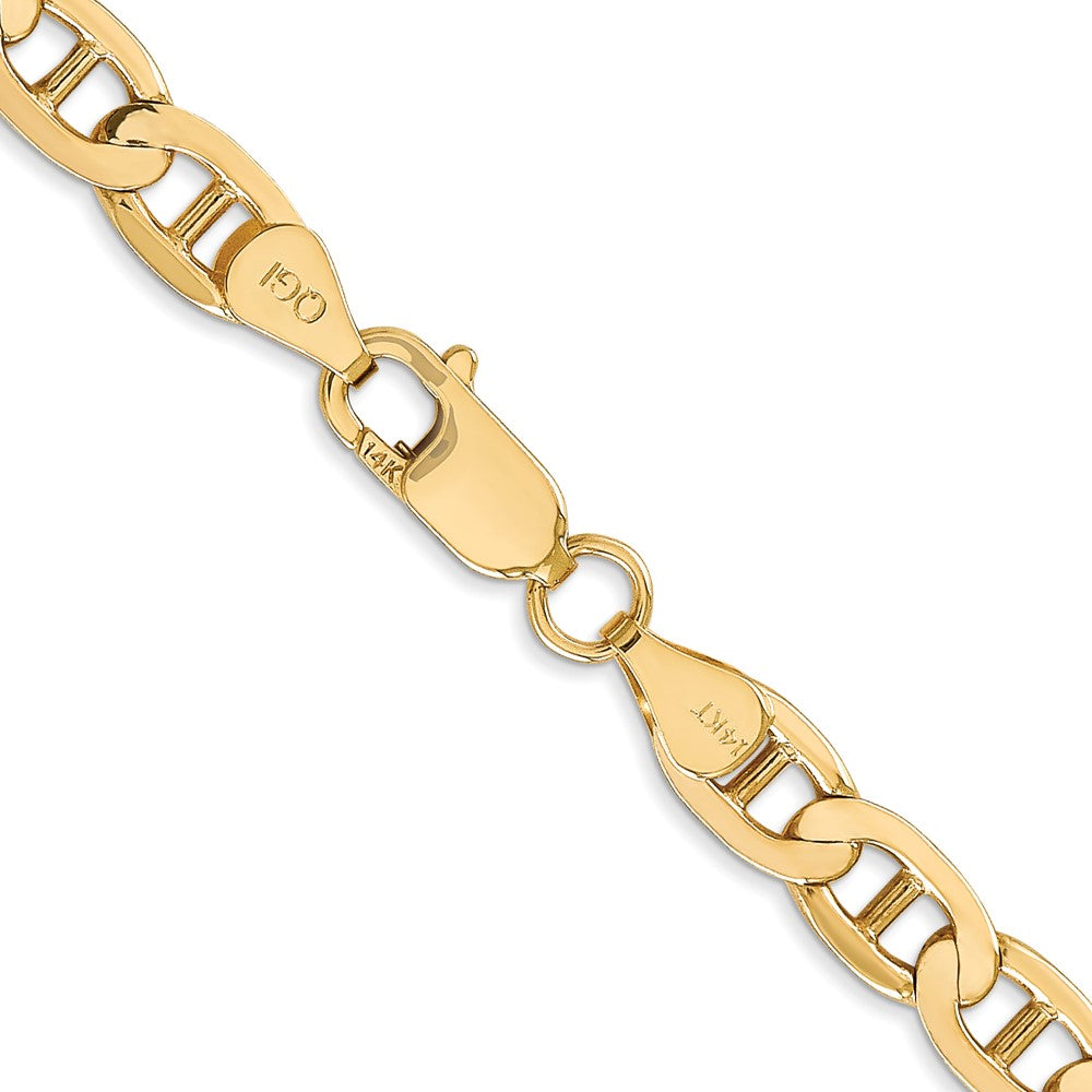 Solid 14K Yellow Gold 24 inch 6.25mm Concave Anchor with Lobster Clasp Chain Necklace