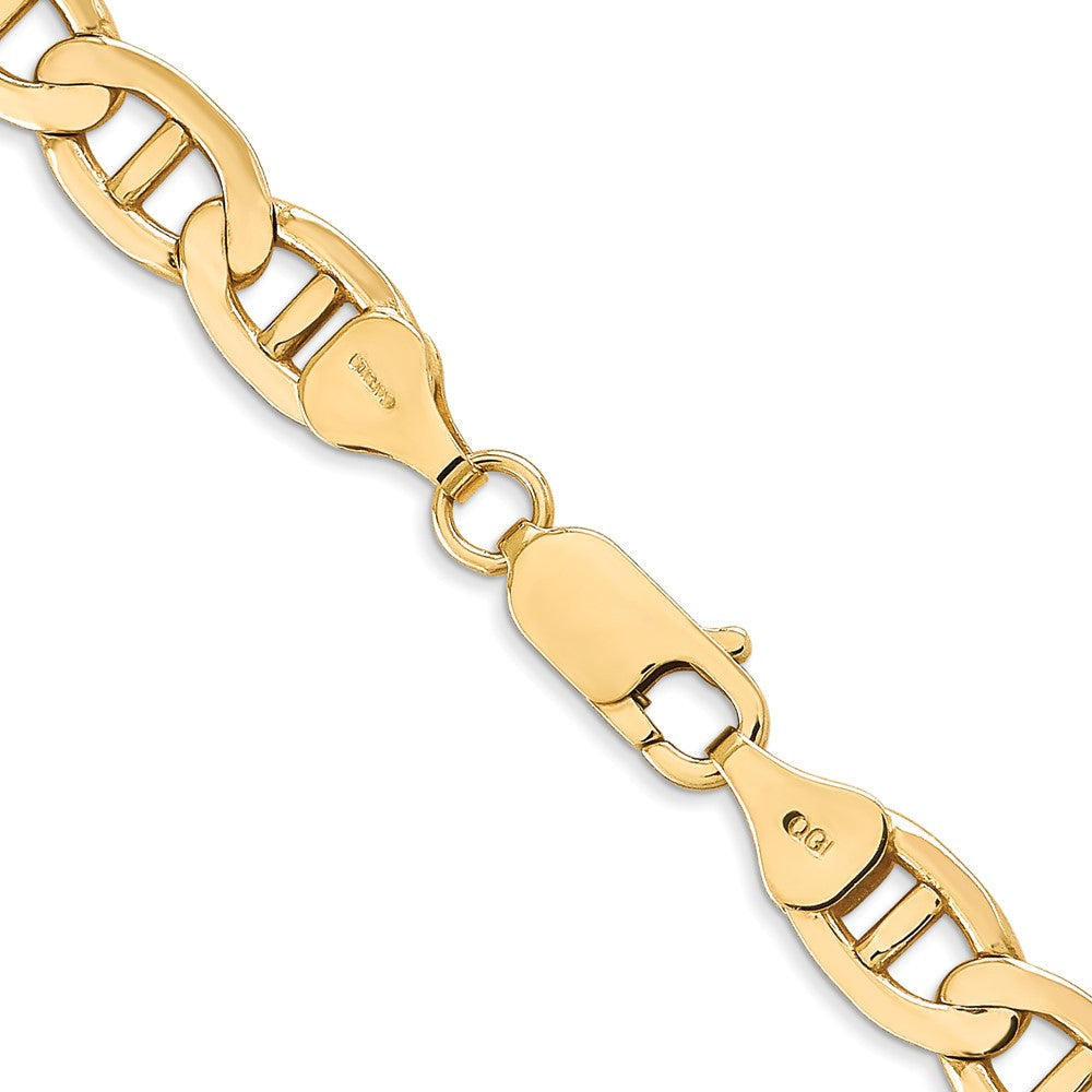 Solid 14K Yellow Gold 24 inch 7mm Concave Anchor with Lobster Clasp Chain Necklace