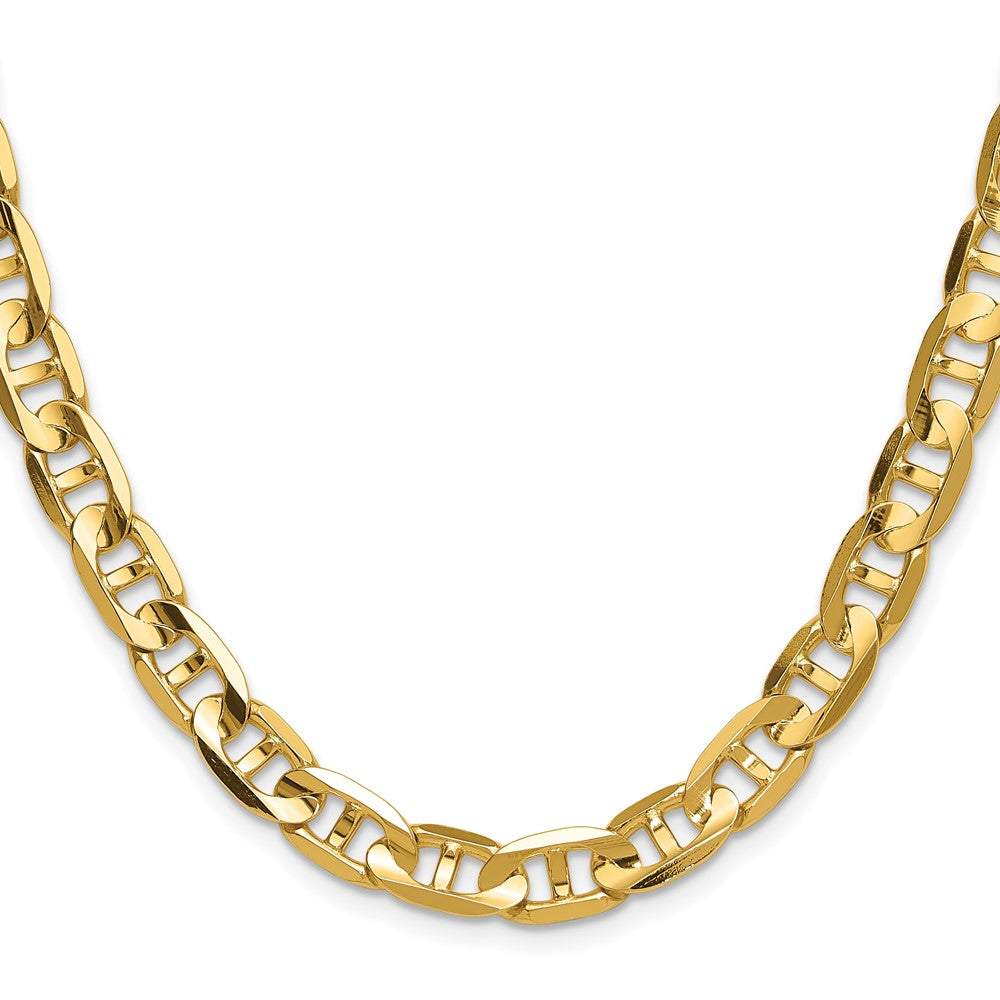 Solid 14K Yellow Gold 8mm Concave Anchor Chain Necklace