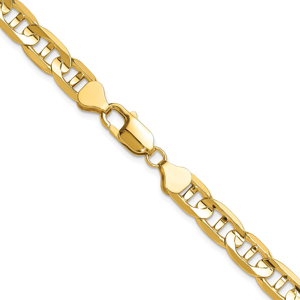 Solid 14K Yellow Gold 8mm Concave Anchor Chain Necklace