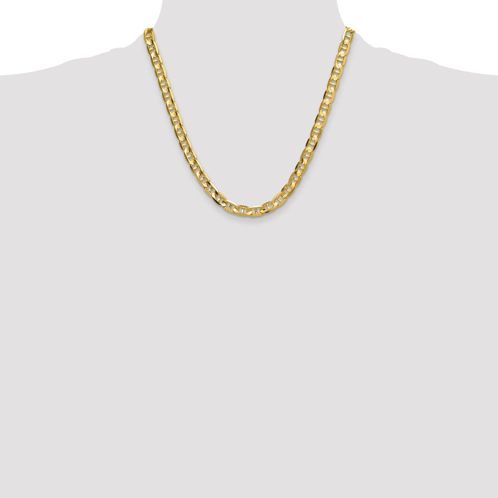 Solid 14K Yellow Gold 8mm Concave Anchor Chain Necklace