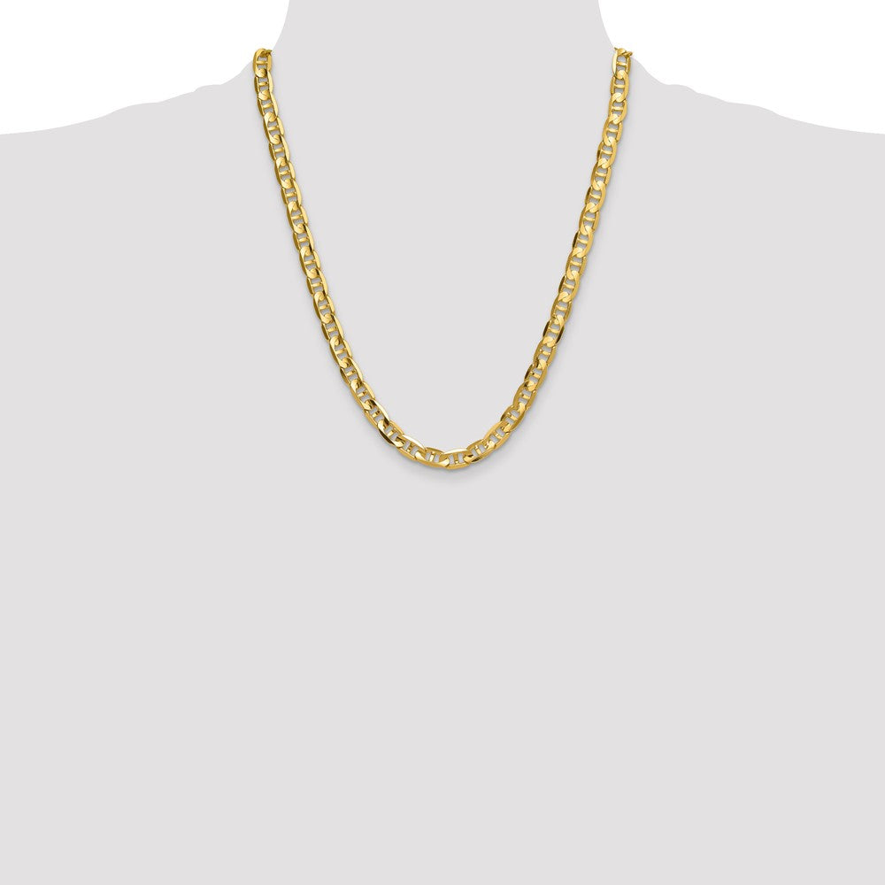 Solid 14K Yellow Gold 8mm Concave Anchor Chain Necklace