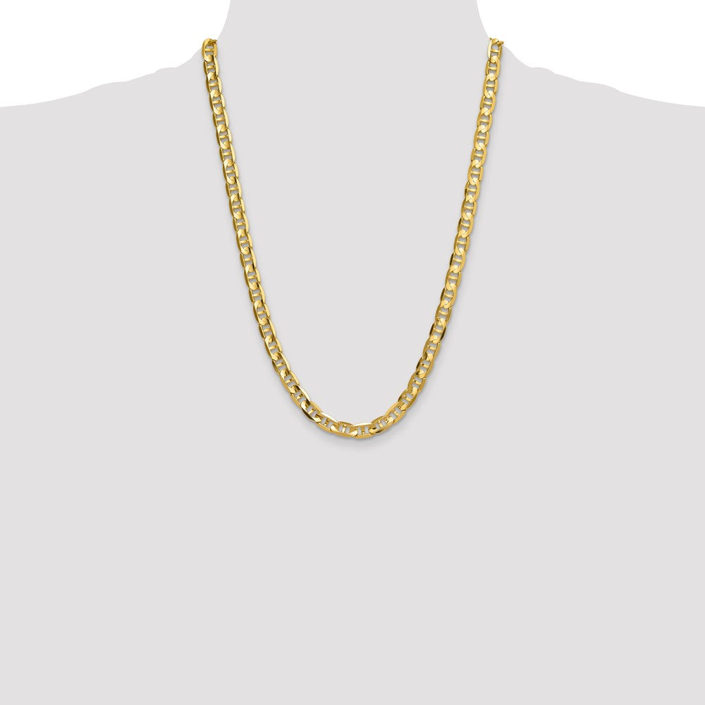 Solid 14K Yellow Gold 8mm Concave Anchor Chain Necklace