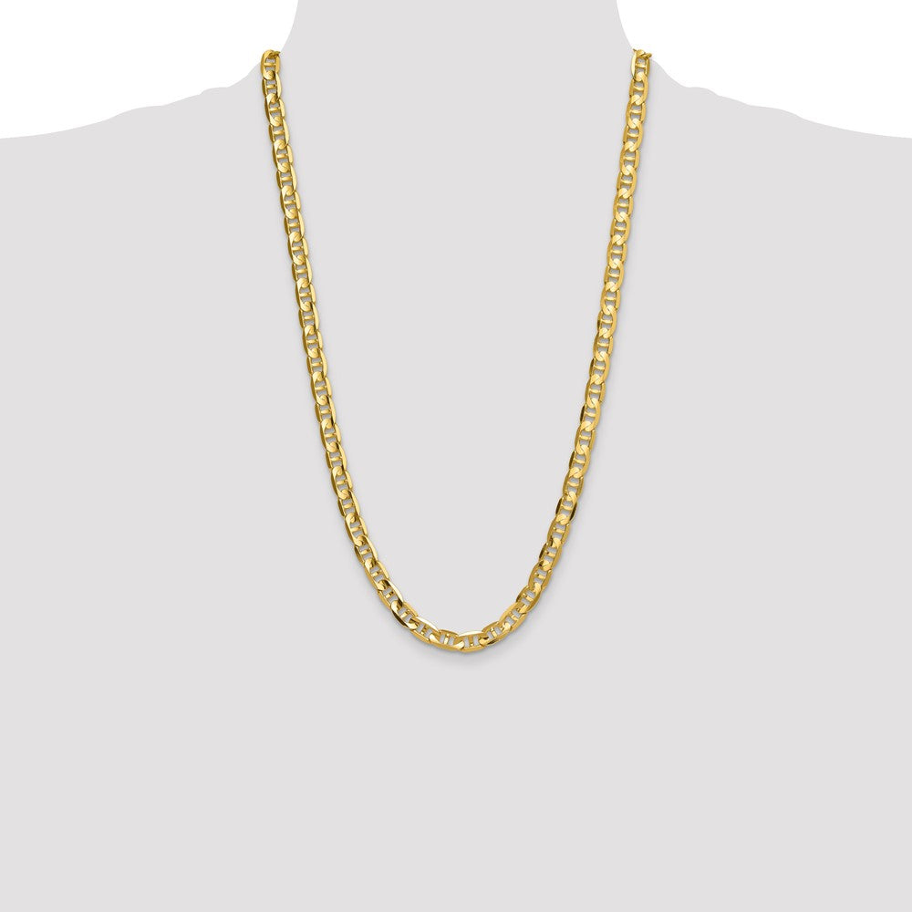 Solid 14K Yellow Gold 8mm Concave Anchor Chain Necklace