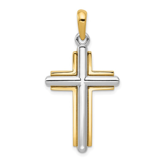 14k Two-tone Gold Cross Pendant