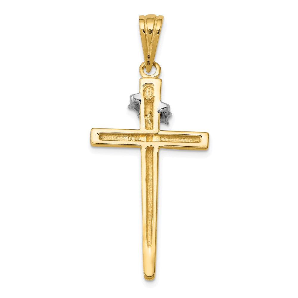 14k Two-tone Gold Two-tone Gold Cross w/Crown of Thorns Pendant