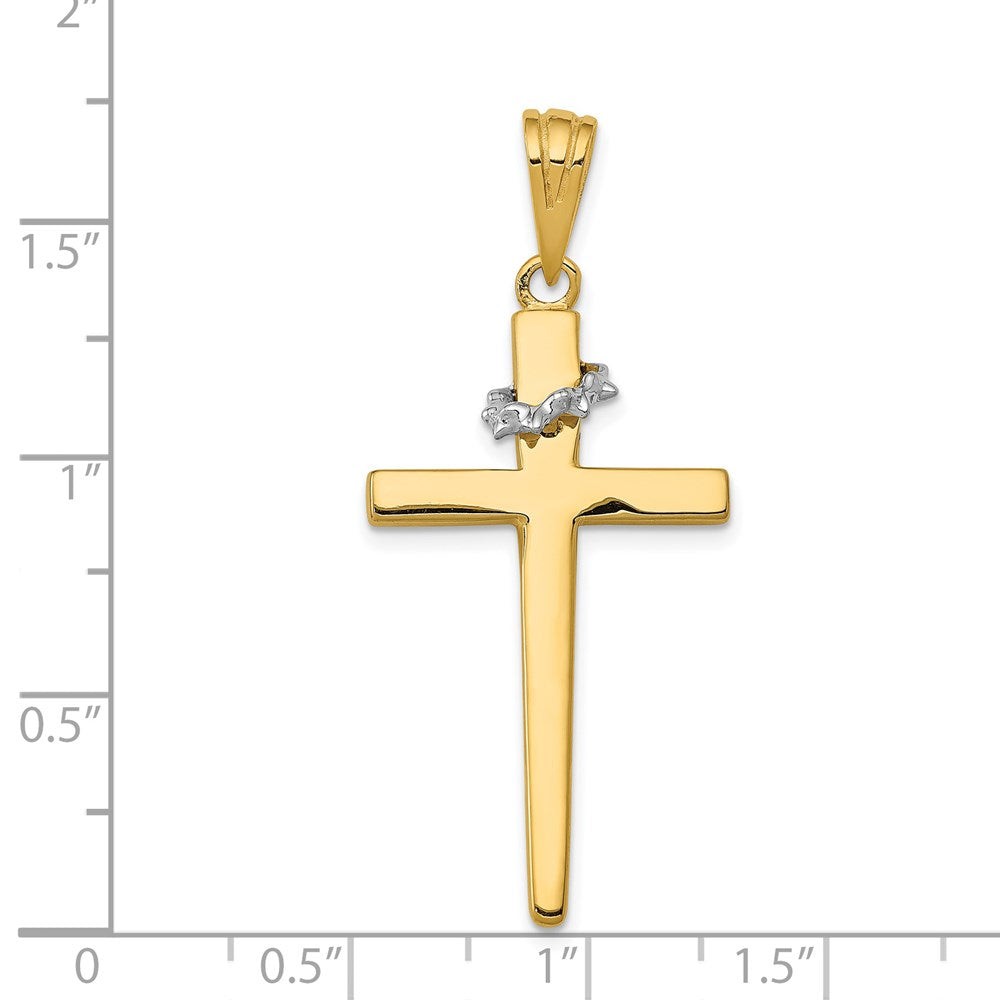 14k Two-tone Gold Two-tone Gold Cross w/Crown of Thorns Pendant