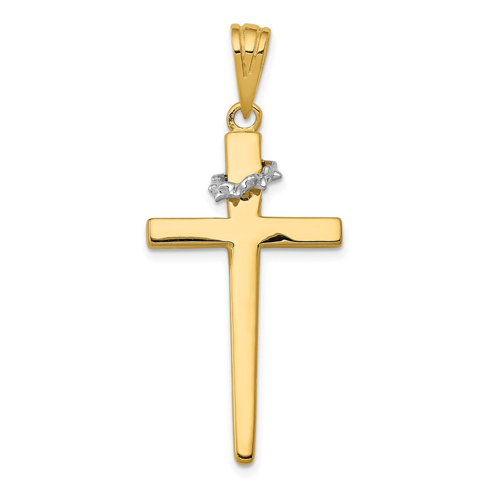 14k Two-tone Gold Two-tone Gold Cross w/Crown of Thorns Pendant