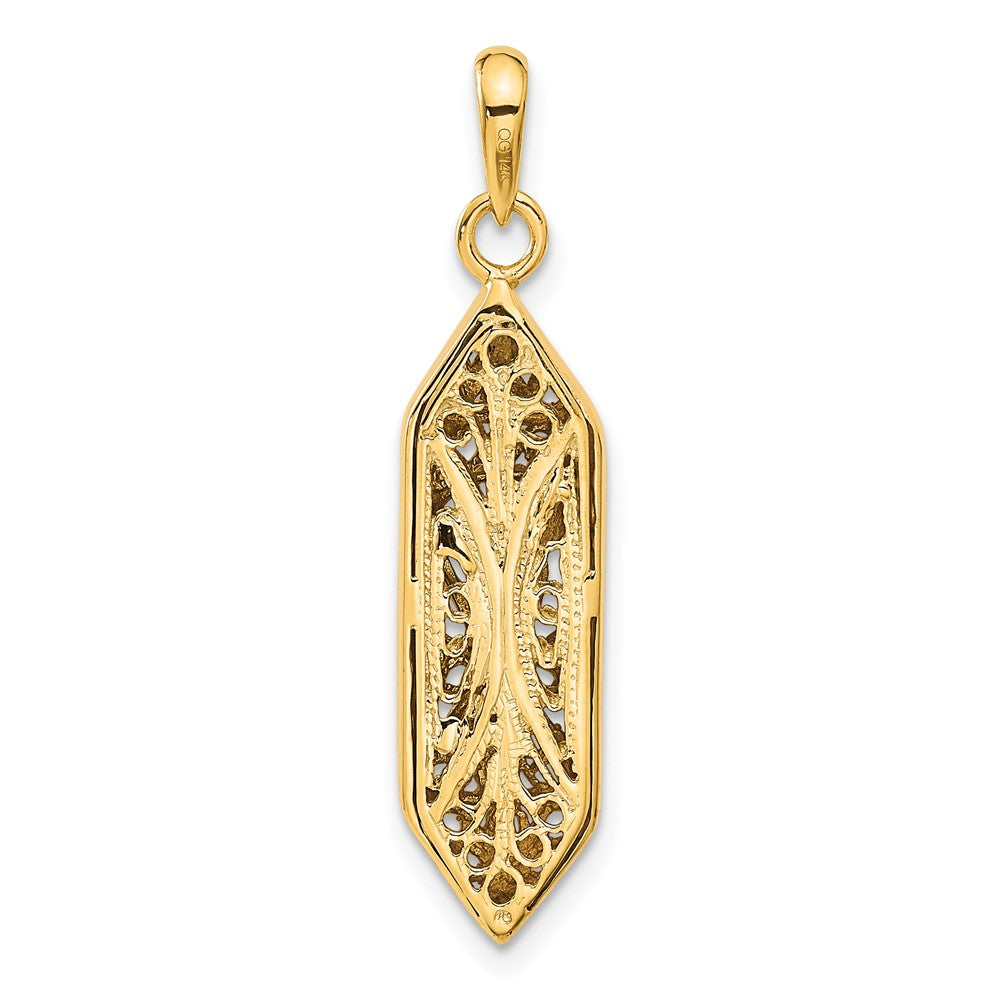 14k Yellow & Rhodium Gold w/ White Rhoduim Mezuzah W/Shin Charm