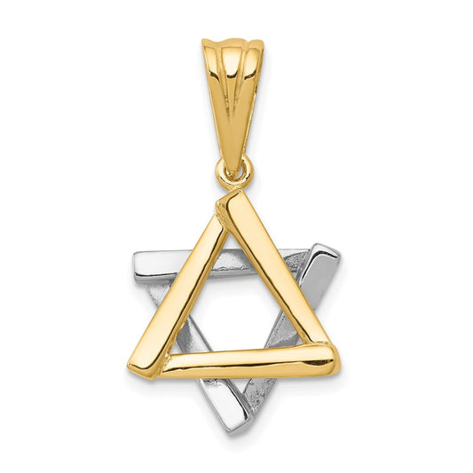 14k Two-tone Gold Star of David Pendant