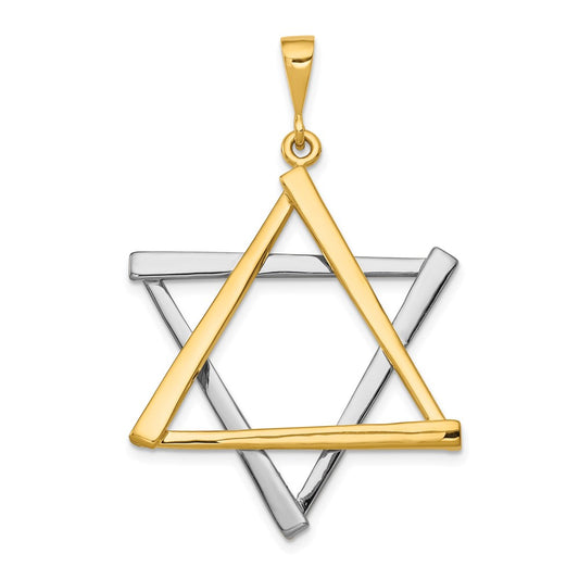 14k Two-tone Gold Star Of David Pendant