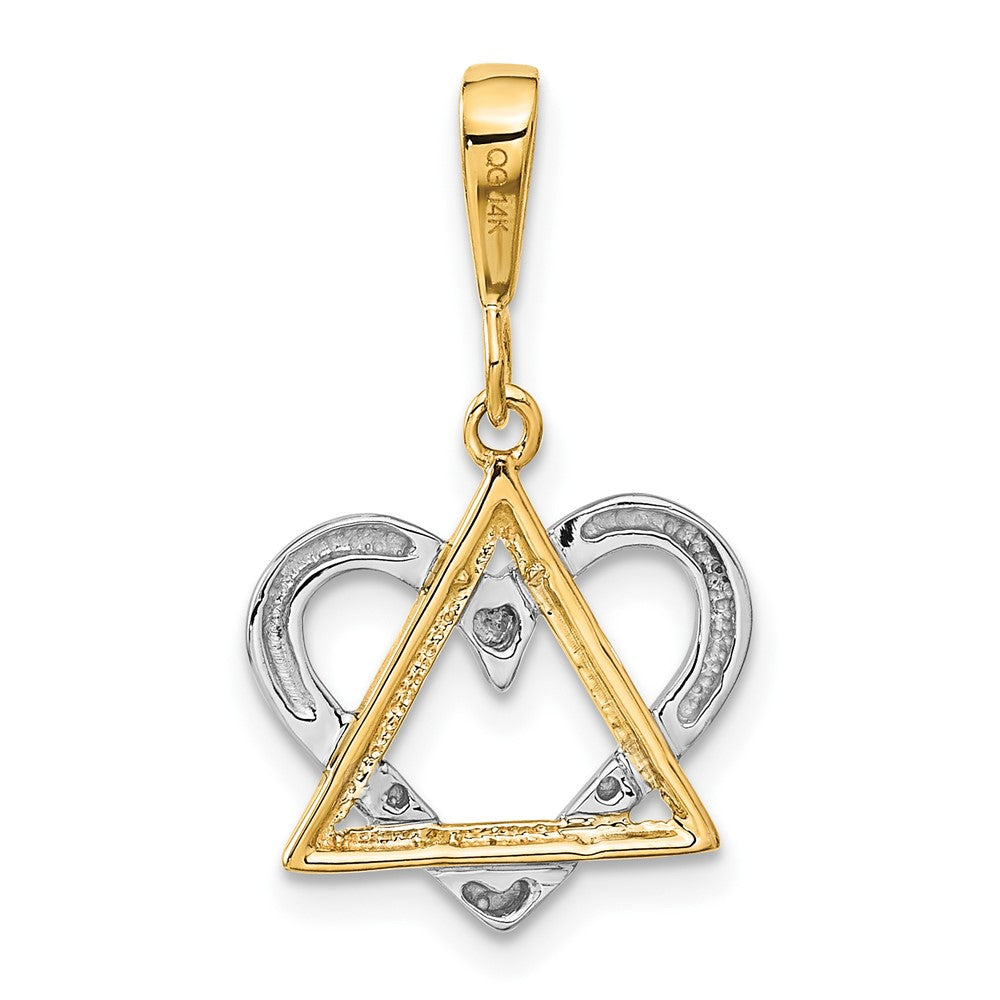 14k Two-tone Gold Two-tone Gold Star of David Heart Pendant