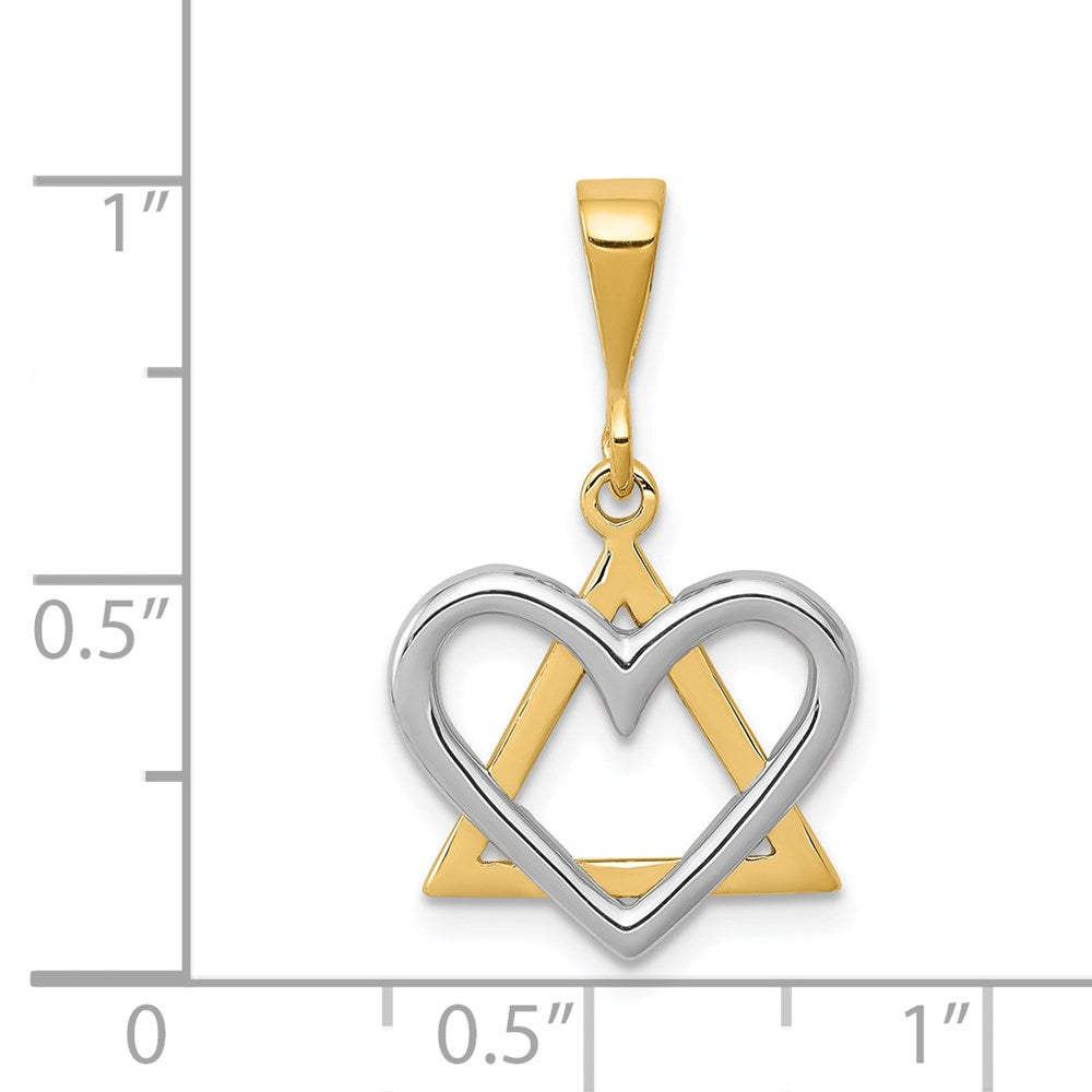 14k Two-tone Gold Two-tone Gold Star of David Heart Pendant