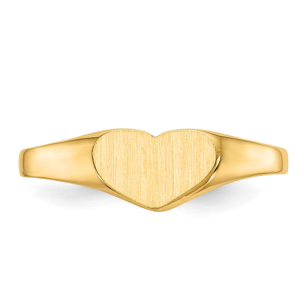 14K Yellow Gold 5.5x7.5mm Closed Back Heart Signet Ring