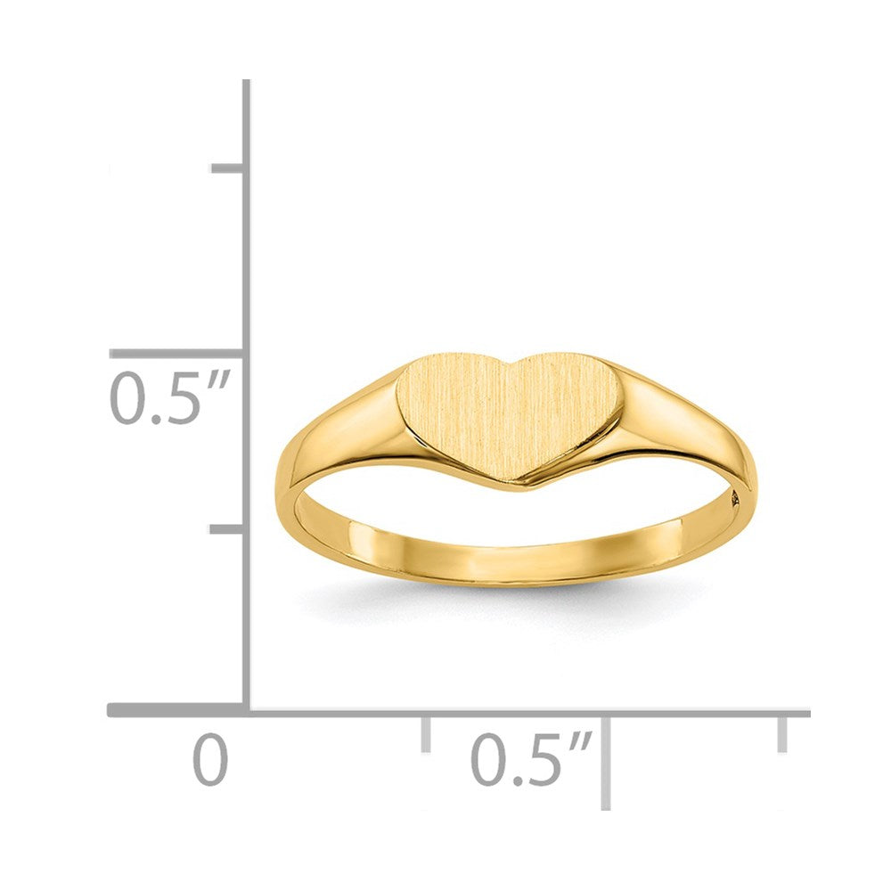 14K Yellow Gold 5.5x7.5mm Closed Back Heart Signet Ring