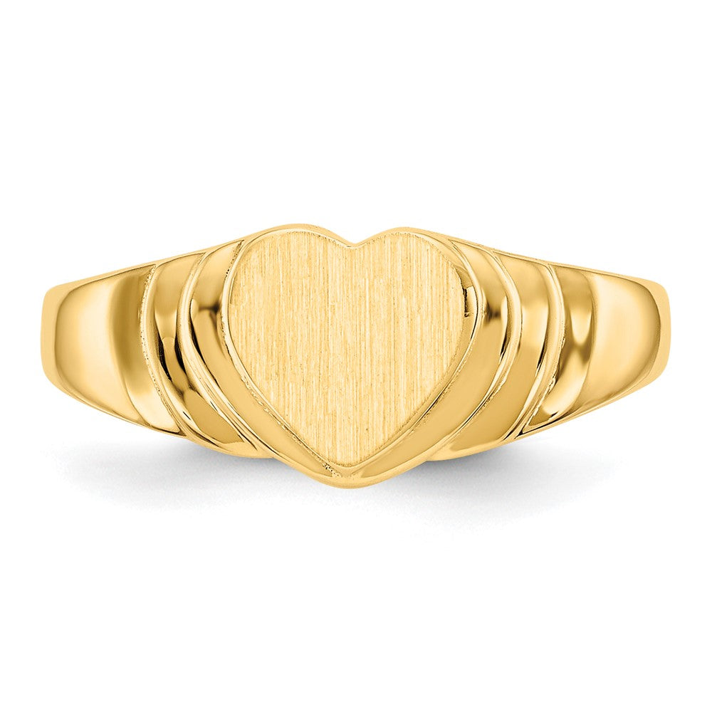 14K Yellow Gold 7.0x7.0mm Closed Back Children's Heart Signet Ring