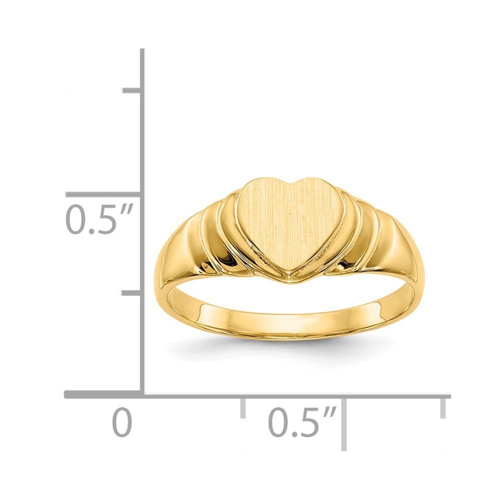 14K Yellow Gold 7.0x7.0mm Closed Back Children's Heart Signet Ring