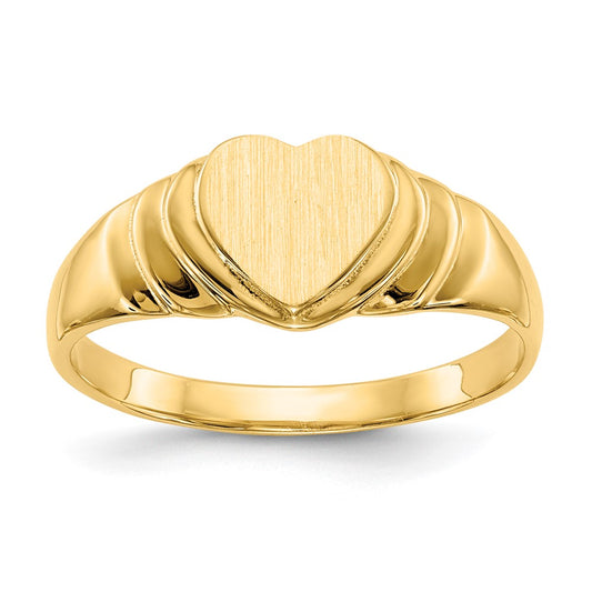 14K Yellow Gold 7.0x7.0mm Closed Back Children's Heart Signet Ring