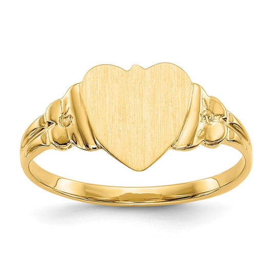 14K Yellow Gold 8.0x8.5mm Closed Back Children's Heart Signet Ring