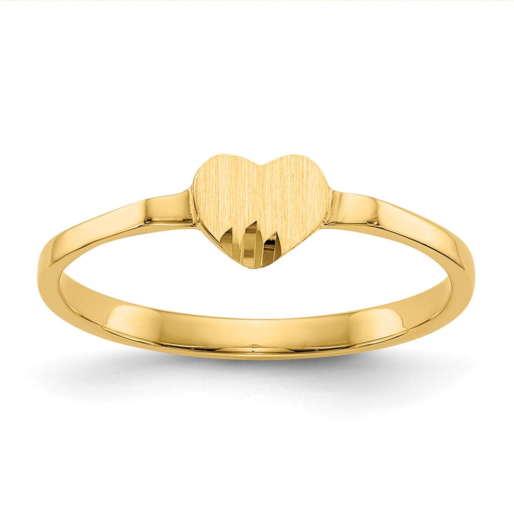 14K Yellow Gold Heart Signet Ring